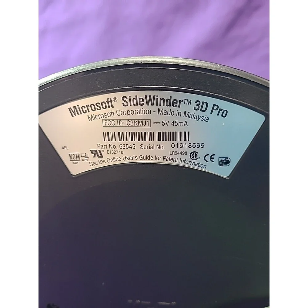 Microsoft Sidewinder 3D Pro Joystick PC Computer Games Black Flight Sim Untested